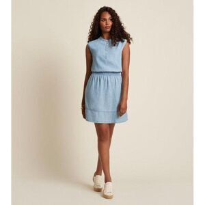 HATLEY light blue denim chambray sleeveless empire waist mini dress M
